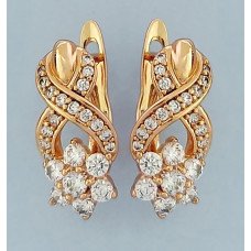 Сережки ХР з цирконами. Позолота 18К. Довжина: 1,8 см.