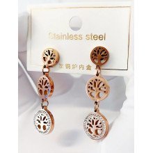 Сережки-гвоздики з цирконами Stainless Steel. Сталь. Позолота ЧВ. Довжина: 4 см
