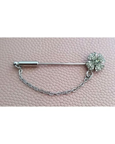 Брошка Neoglory з фіанітами. Родій. Діаметр: 4 см