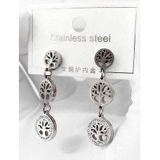 Сережки-гвоздики з цирконами Stainless Steel. Сталь. Родій. Довжина: 4 см