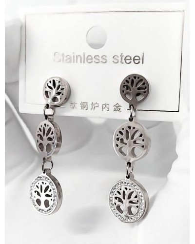 Сережки-гвоздики з цирконами Stainless Steel. Сталь. Родій. Довжина: 4 см