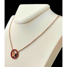 Ланцюжок Stainless Steel. Сталь. Позолота ЧВ. Камені: червоний циркон. Довжина: 41-44 см з кулоном 1,5 см