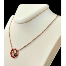 Ланцюжок Stainless Steel. Сталь. Позолота ЧВ. Камені: червоний циркон. Довжина: 41-44 см з кулоном 1,5 см
