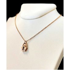 Ланцюжок Stainless Steel. Сталь. Позолота ЧВ. Камені: циркон. Довжина: 41-45 см з кулоном 1,2 см