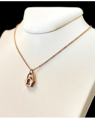 Ланцюжок Stainless Steel. Сталь. Позолота ЧВ. Камені: циркон. Довжина: 41-45 см з кулоном 1,2 см