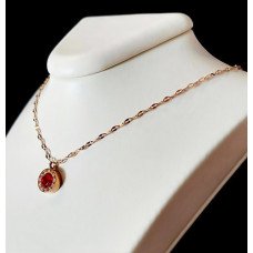 Ланцюжок Stainless Steel. Сталь. Позолота ЧВ. Камені: червоний циркон. Довжина: 39-44 см з кулоном 10 мм