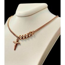 Ланцюжок Stainless Steel. Сталь. Позолота ЧВ. Довжина: 39-41 см з хрестиком 10 мм.