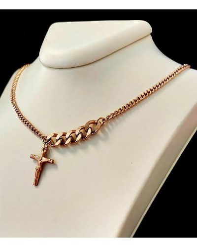 Ланцюжок Stainless Steel. Сталь. Позолота ЧВ. Довжина: 39-41 см з хрестиком 10 мм.