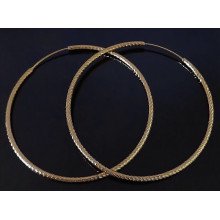 Сережки-кільця рифлені XР M&L. Позолота18К. Діаметр: 6 см. Товщина: 2 мм.