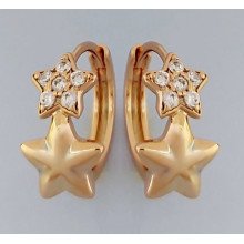 Сережки M&L з білими цирконами. Позолота 18К. Довжина: 1,4 см.