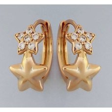 Сережки M&L з білими цирконами. Позолота 18К. Довжина: 1,4 см.