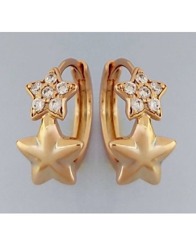 Сережки M&L з білими цирконами. Позолота 18К. Довжина: 1,4 см.