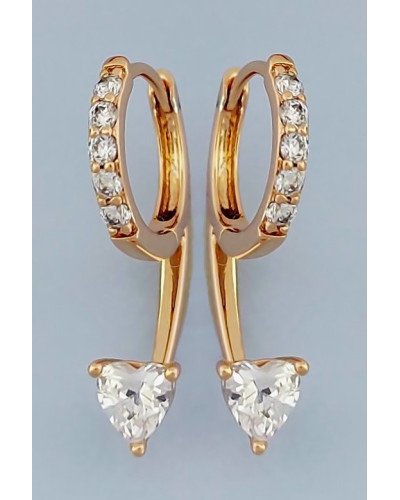 Сережки ХР M&L з білими цирконами. Позолота 18К. Довжина: 2,5 см