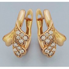 Сережки ХР з білими цирконами. Позолота 18К. Довжина: 1,7 см.