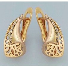Сережки ХР з білими цирконами. Позолота 18К. Довжина: 1,5 см.