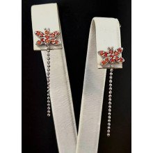 Сережки-гвоздики. Родій. Камені: помаранчевий циркон. Довжина: 4 см. Ширина: 10 мм.
