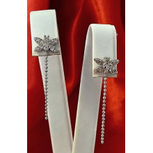 Сережки. Родій. Камені: білий циркон. Довжина: 3,5 см. Ширина: 10 мм.