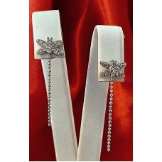 Сережки. Родій. Камені: білий циркон. Довжина: 3,5 см. Ширина: 10 мм.