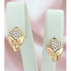 Сережки ХР з білими цирконами. Позолота 18К. Довжина: 1,5 см