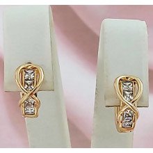 Сережки ХР з білими цирконами. Позолота 18К. Довжина: 1,4 см