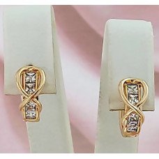 Сережки ХР з білими цирконами. Позолота 18К. Довжина: 1,4 см