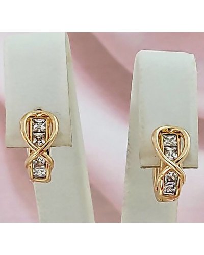 Сережки ХР з білими цирконами. Позолота 18К. Довжина: 1,4 см
