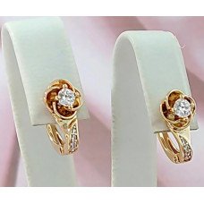 Сережки ХР з білими цирконами. Позолота 18К. Довжина: 1,5 см