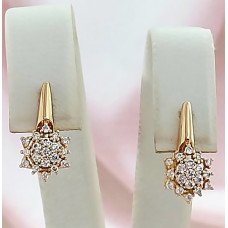 Сережки ХР з білими цирконами. Позолота 18К. Довжина: 1,6 см