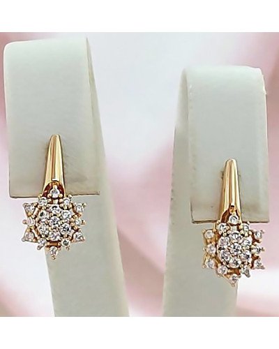 Сережки ХР з білими цирконами. Позолота 18К. Довжина: 1,6 см