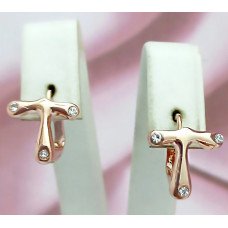 Сережки. Булат. Під позолоту ЧВ. Камені: циркон. Довжина: 15 мм