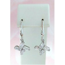 Сережки. Родій. Камені: білий циркон. Довжина: 3,2 см. Ширина: 15 мм.