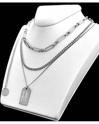 Потрійний ланцюжок Stainless Steel. Сталь. Родій. Довжина: 42-47 см з кулоном 22 мм літера 