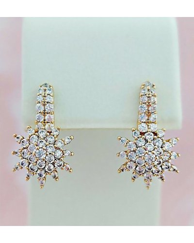 Сережки ХР з білими цирконами. Позолота 18К. Довжина: 1,8 см