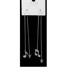 Сережки-протяжки Stainless Steel. Сталь. Родій. Довжина: 9,5 см