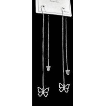 Сережки-протяжки Stainless Steel. Сталь. Родій. Довжина: 9 см