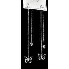 Сережки-протяжки Stainless Steel. Сталь. Родій. Довжина: 9 см