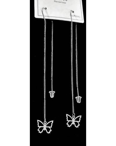 Сережки-протяжки Stainless Steel. Сталь. Родій. Довжина: 9 см