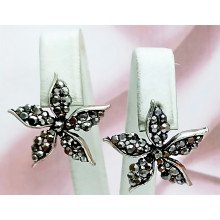 Сережки гвоздики. Колір: під крапельне срібло. Камені: гематит. Діаметр:20 мм