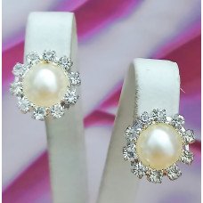 Сережки-кліпси. Родій. Камені: циркон. Довжина: 15 мм. Ширина: 15 мм.