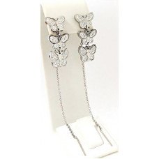 Сережки-протяжки з білими цирконами Stainless Steel. Сталь. Родій. Довжина: 9 см