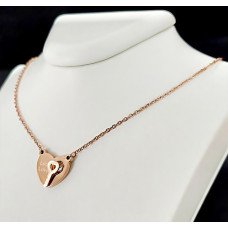 Ланцюжок Stainless Steel. Сталь. Позолота ЧВ. Камені: циркон. Довжина: 41-45 см з кулоном 1,5 см