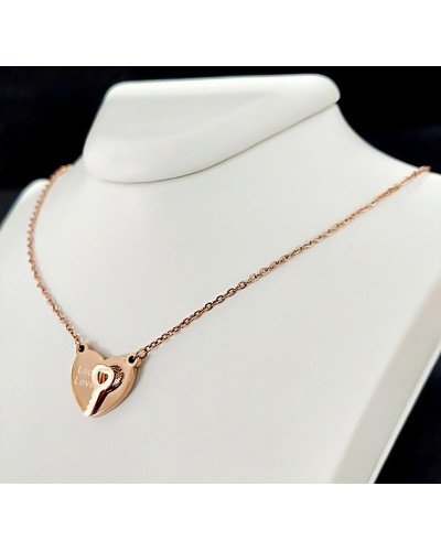 Ланцюжок Stainless Steel. Сталь. Позолота ЧВ. Камені: циркон. Довжина: 41-45 см з кулоном 1,5 см