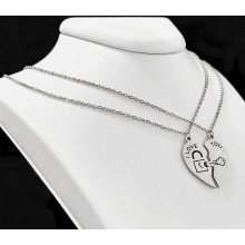 Ланцюжки Stainless Steel 40 см із сердечками половинками 2,5 см. Сталь. Родій.