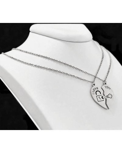 Ланцюжки Stainless Steel 40 см із сердечками половинками 2,5 см. Сталь. Родій.