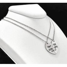 Ланцюжки Stainless Steel 40 см із сердечками половинками 2,5 см. Сталь. Родій.