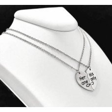 Ланцюжки Stainless Steel 40 см із сердечками половинками 2,5 см. Сталь. Родій.