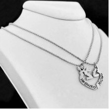 Ланцюжки Stainless Steel 40 см із сердечками половинками 2,5 см. Сталь. Родій.