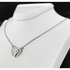 Ланцюжок Stainless Steel 41-45 см з кулоном 1,5 см. Сталь. Родій. Камені: циркон.