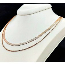 Подвійний ланцюжок Stainless Steel. Сталь. Позолота ЧВ. Довжина: 42-46 см