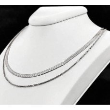 Подвійний ланцюжок Stainless Steel 42-46 см. Сталь. Родій.